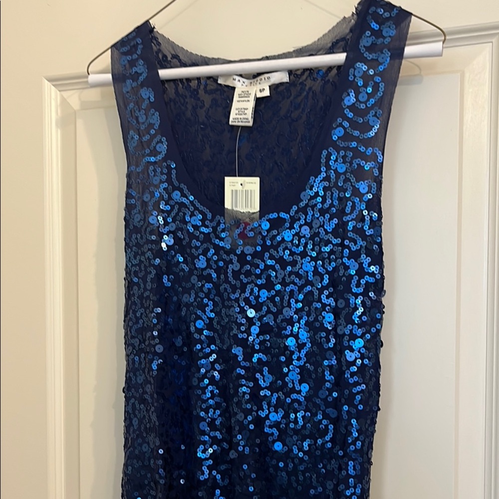 Max Studio Blue Sequin Tank Top